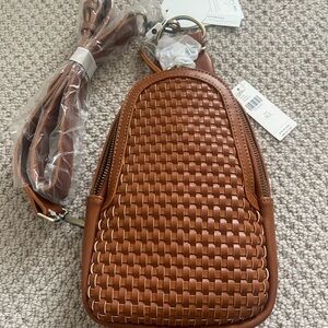 Brown Woven Crossbody Bag
